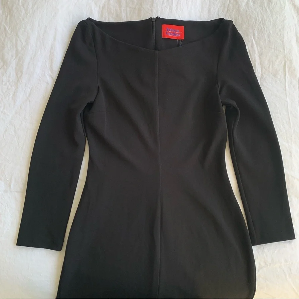 NWT Solace London Perrine Boatneck Bateau Long Sleeve Maxi Dress Gown Black